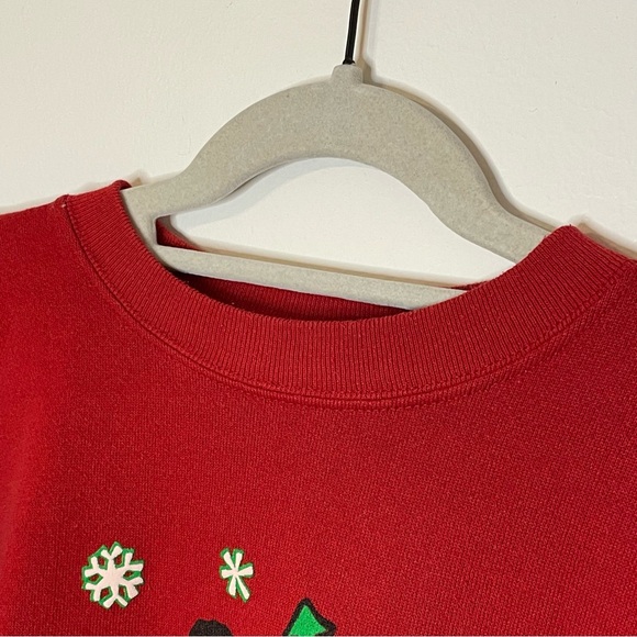 Vintage Christmas Cat Sweatshirt Large Red Ugly Sweater BJ Designer - Picture 8 of 14